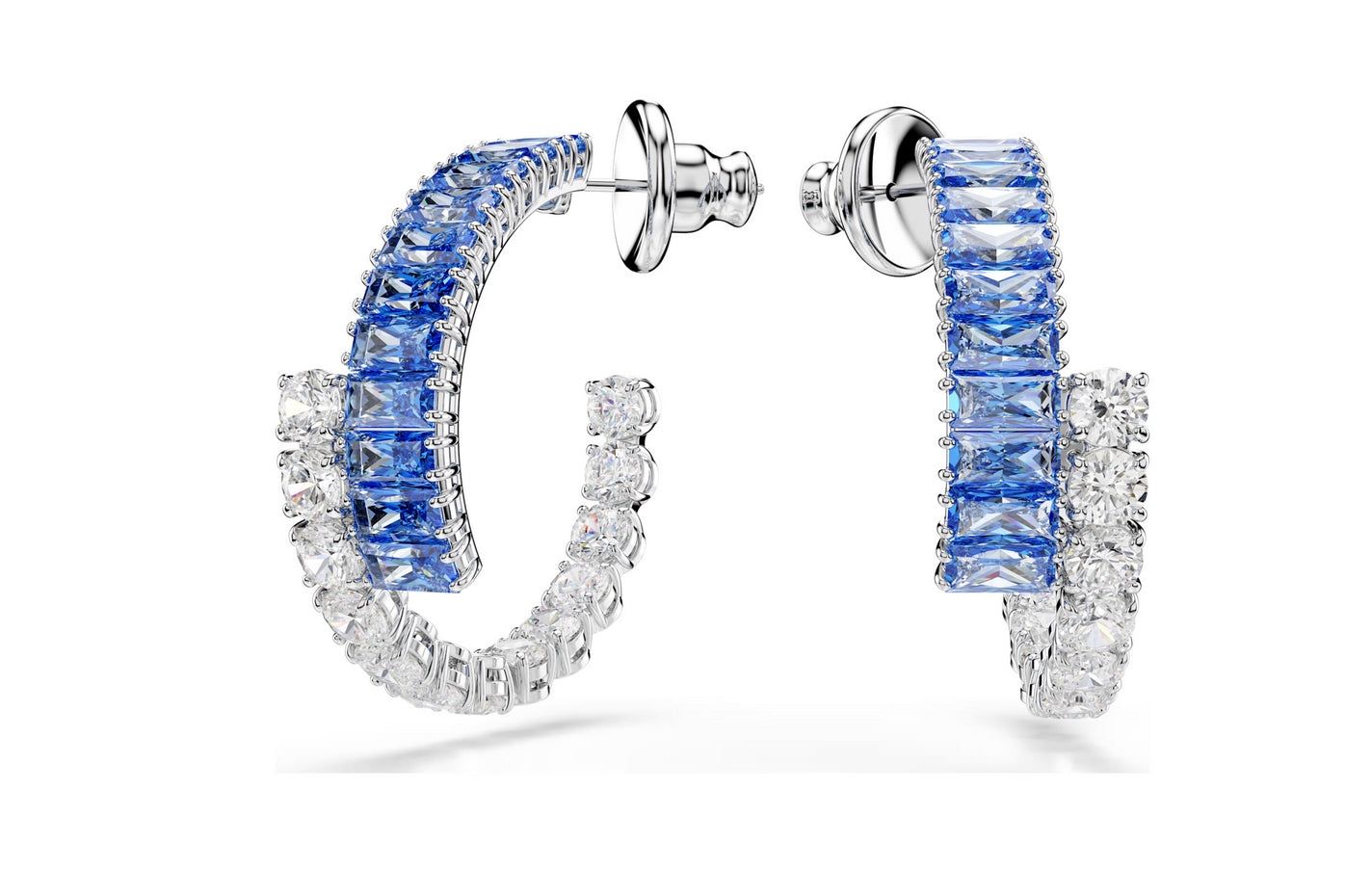 SWAROVSKI 5722459 Orecchini a cerchio Matrix Taglio misto Blu Placcato rodio