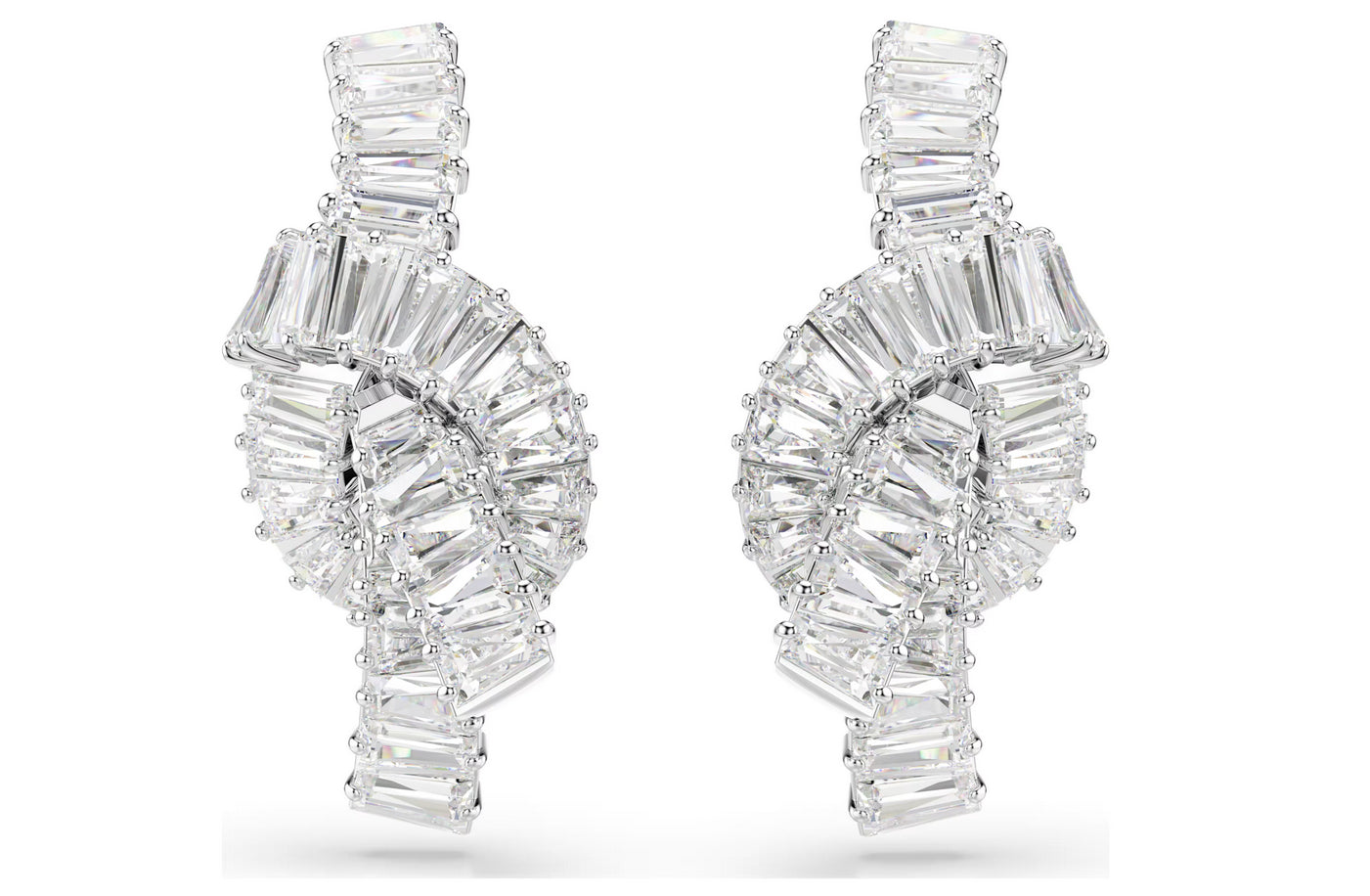 Swarovski 5727040 Orecchini Matrix Taglio baguette Nodo Bianchi