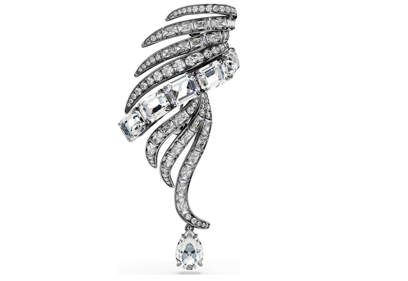 Swarovski 5735193 Spilla The Vienna Collection Piuma Bianca Placcato rutenio