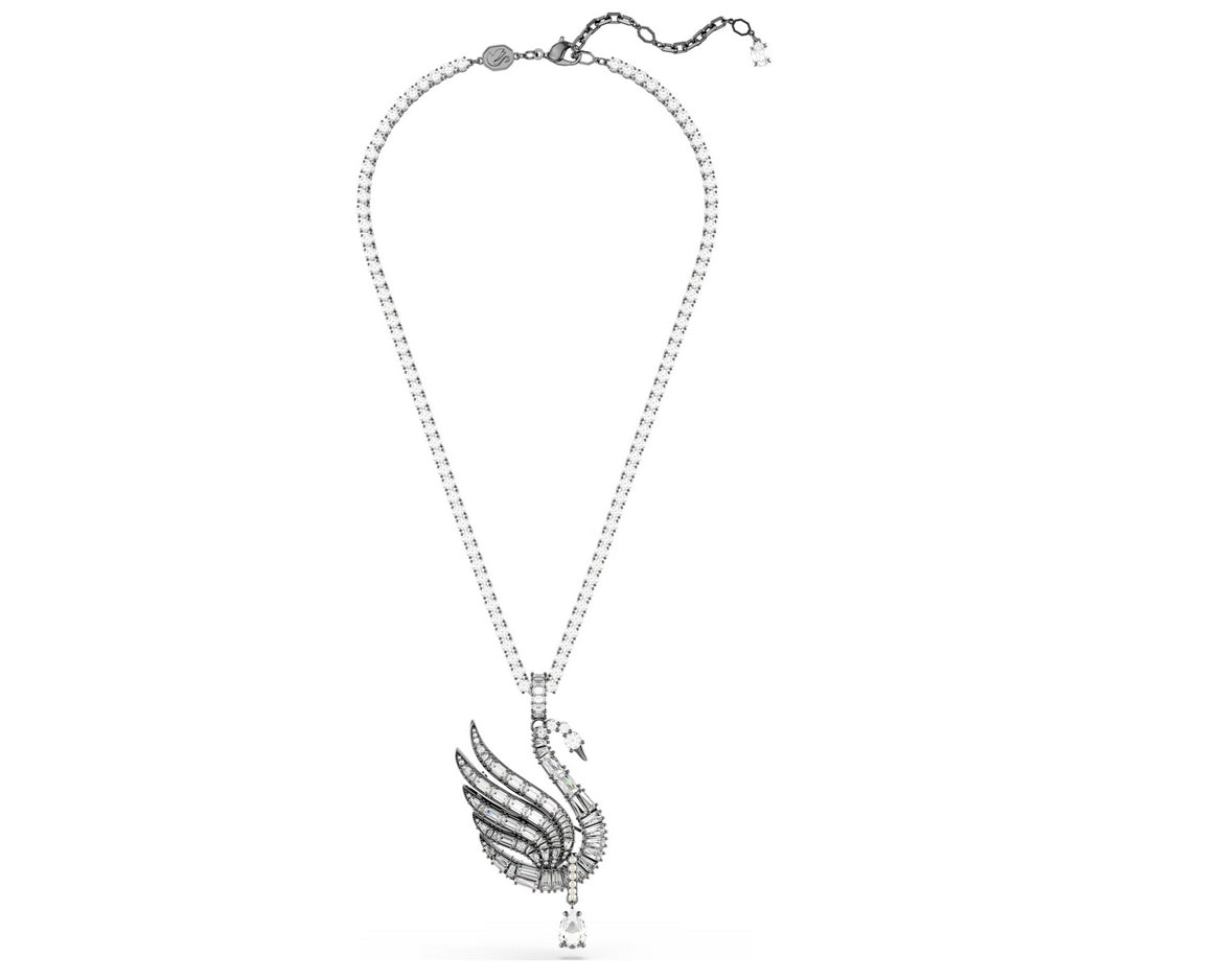 Swarovski 5723411 Pendente e spilla Swan Cigno Bianchi Placcato rutenio