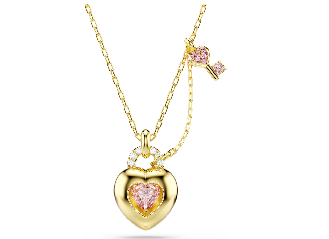 Swarovski 5737288 Pendente Idyllia Taglio misto Cuore chiave Rosa Plac oro