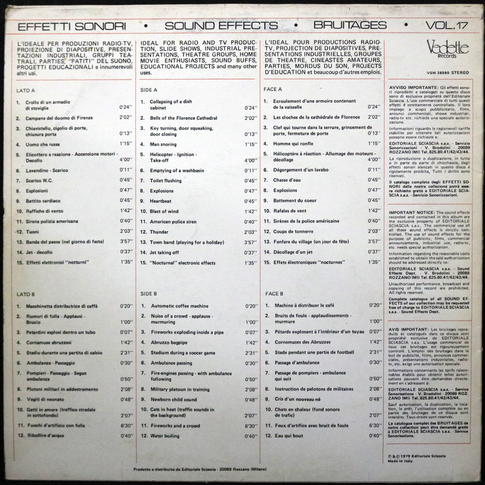 EBOND No Artist - Sound Effects Vol. 17 Vinile V001029