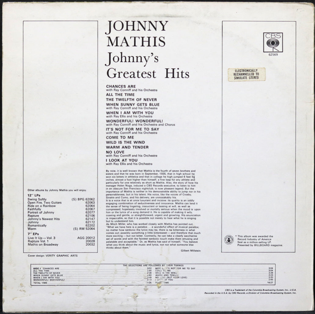 EBOND Johnny Mathis - Johnny's Greatest Hits Vinile V005035