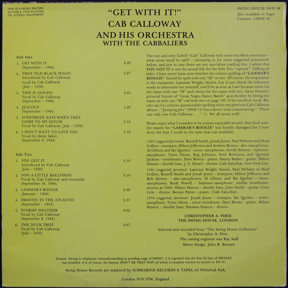 EBOND Cab Calloway And His Orchestra, With The Cabbaliers - Get With It Vinile V005052