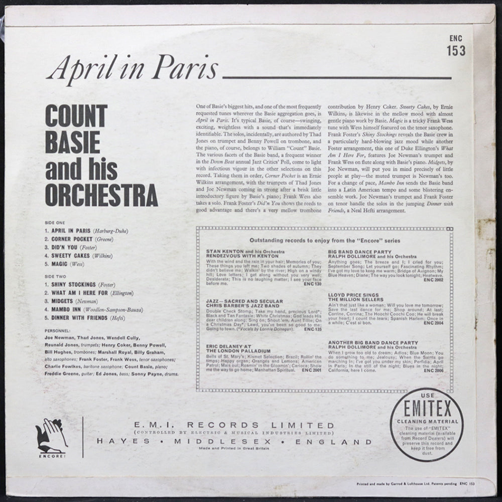 EBOND Count Basie And His Orchestra - April In Paris - Encore! Vinile V005086