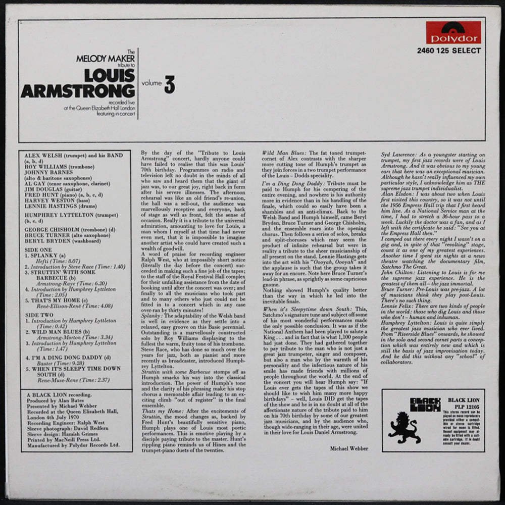 EBOND Various - The Melody Maker Tribute To Louis Armstrong Vol.3 Vinile V005124