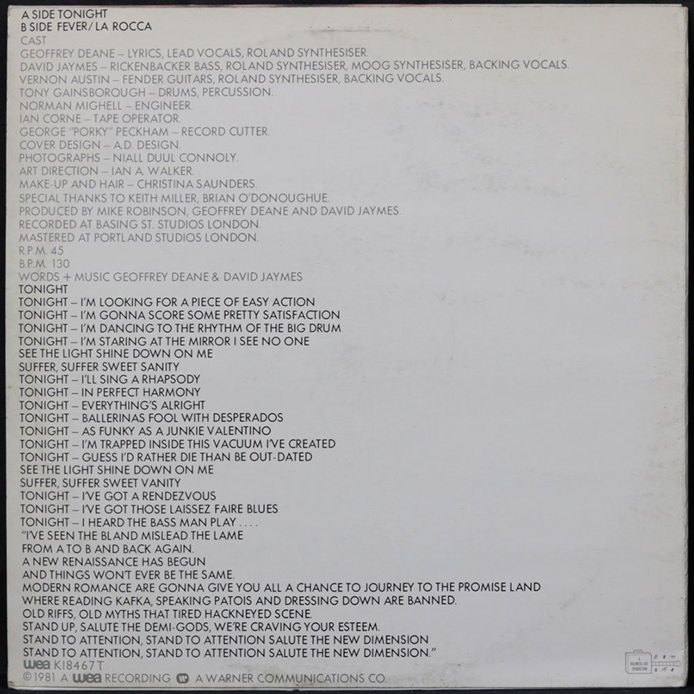 EBOND Modern Romance - Tonight Vinile V006007