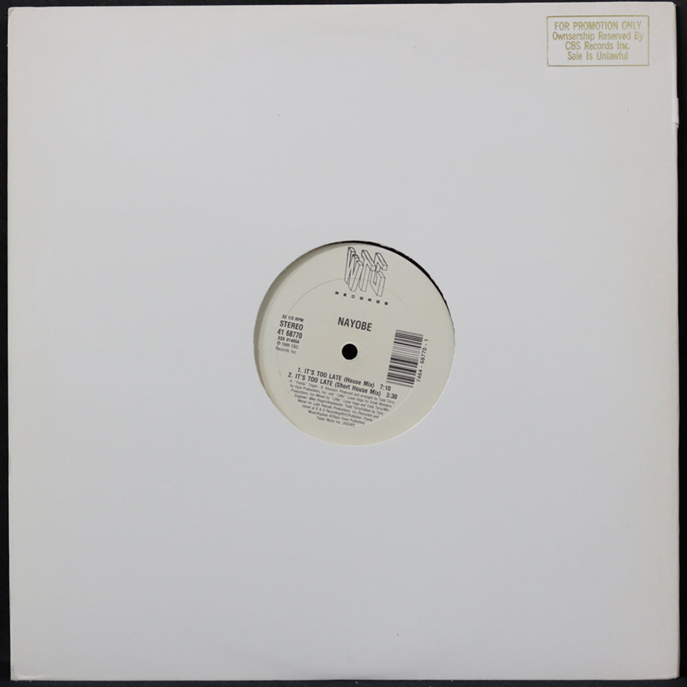 EBOND Nayobe - It's Too Late (PROMO) Vinile V006081