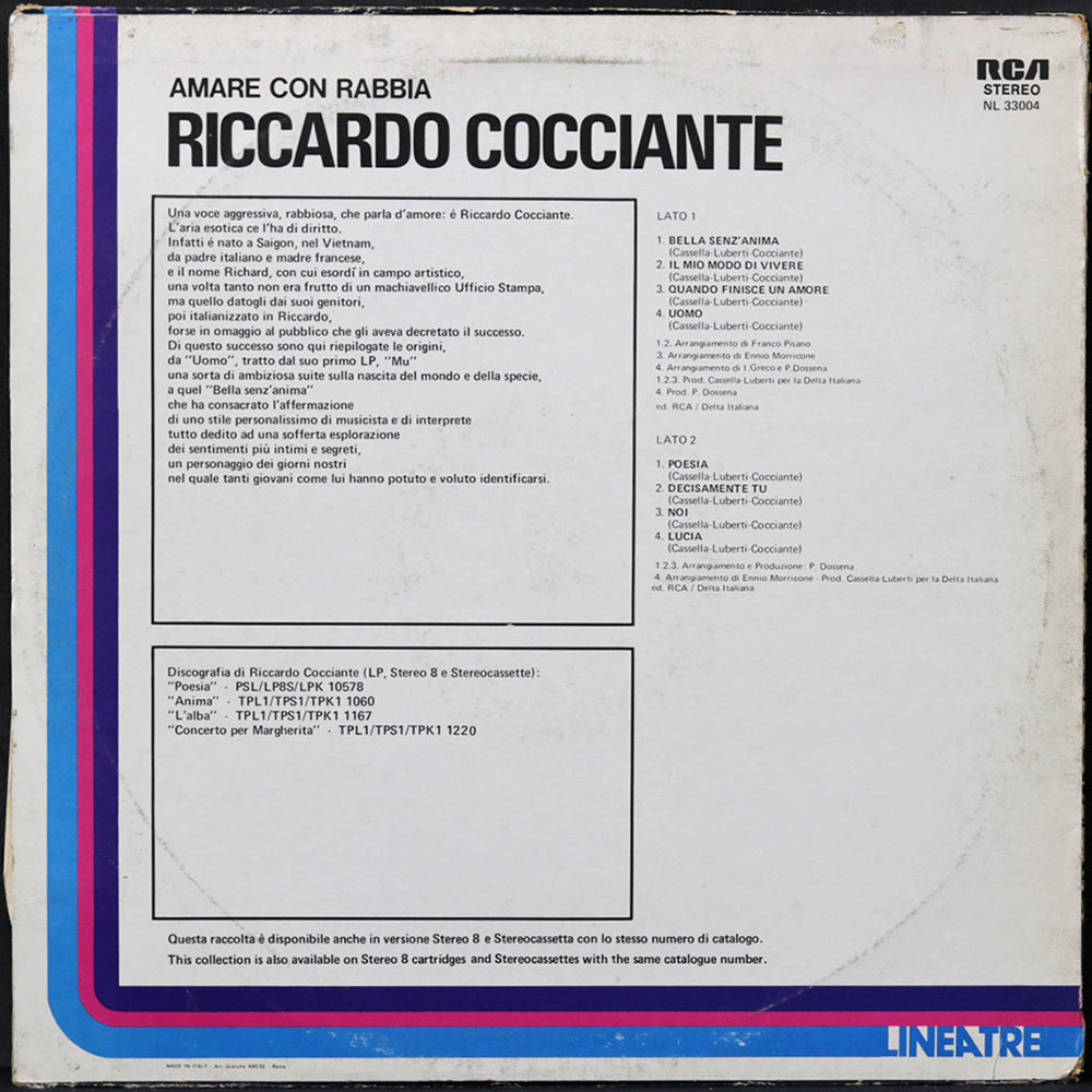 EBOND Riccardo Cocciante - Amare Con Rabbia Vinile V007133
