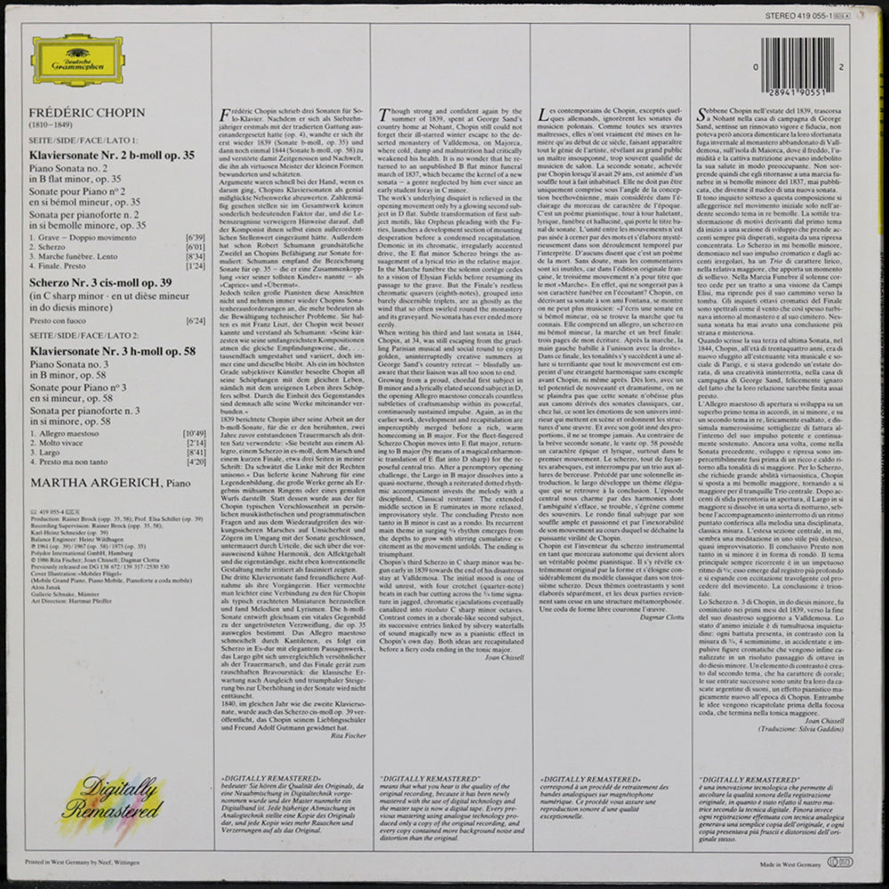 EBOND Frederic Chopin, Martha Argerich - Klaviersonaten Nr. 2 & 3 / Scherzo Nr. 3 Cis-moll Vinile V007139