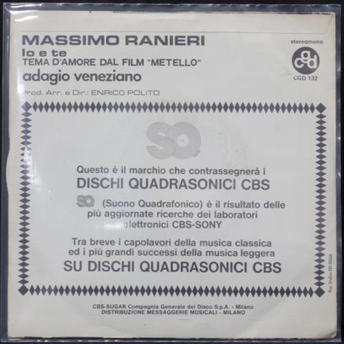 EBOND Massimo Ranieri - Io E Te / Adagio Veneziano Vinile V008054