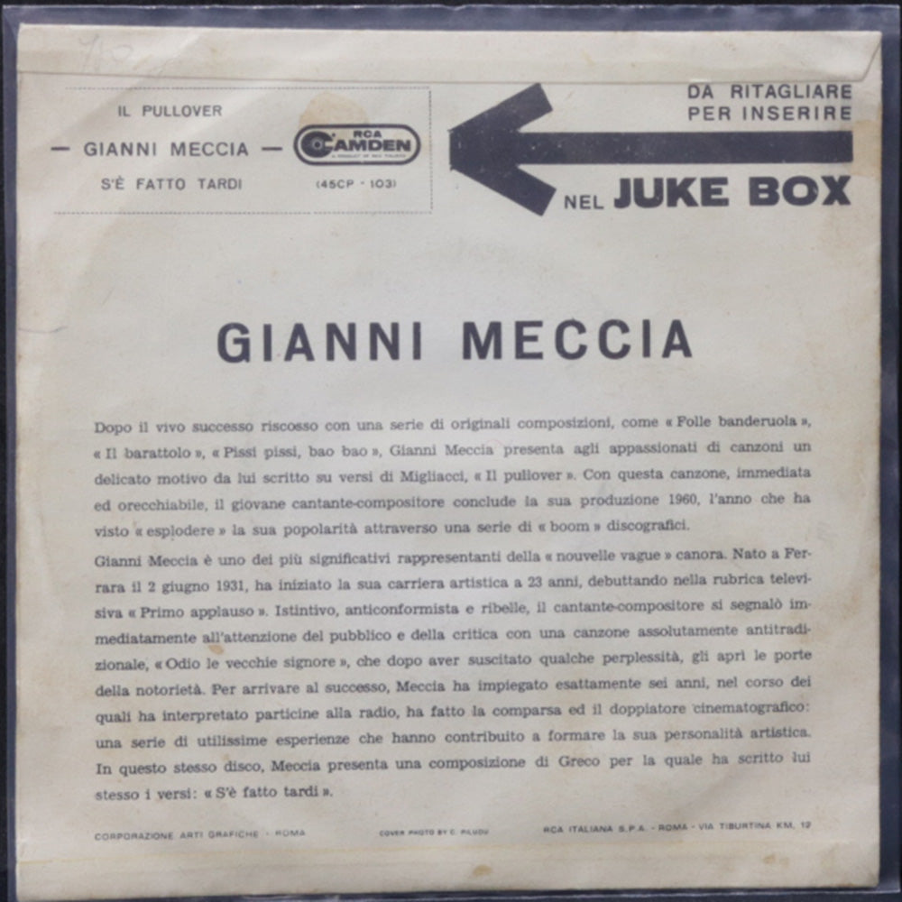 EBOND Gianni Meccia - Il Pullover Vinile V009014