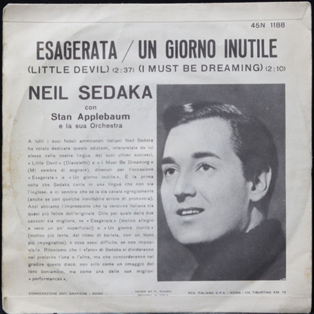 EBOND Neil Sedaka - Esagerata (Little Devil) / Un Giorno Inutile (I Must Be Dreaming) Vinile V011060