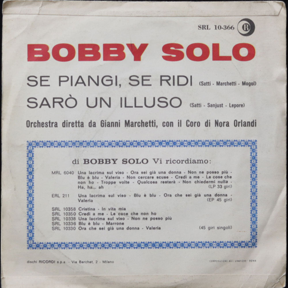 EBOND Bobby Solo - Se Piangi, Se Ridi Vinile V011141