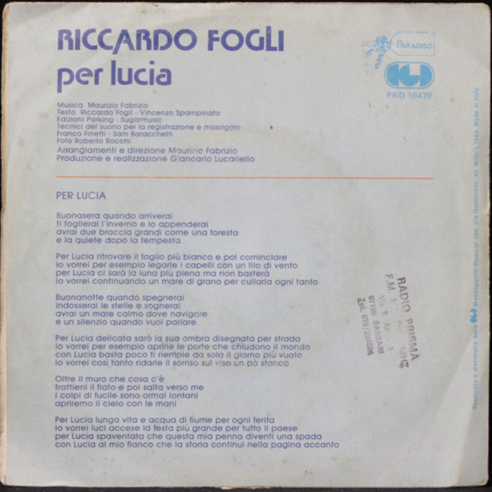 EBOND Riccardo Fogli - Per Lucia Vinile V011147