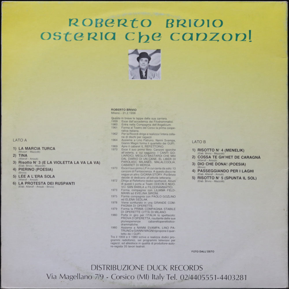 EBOND Roberto Brivio - Osteria Che Canzoni Vinile V012022