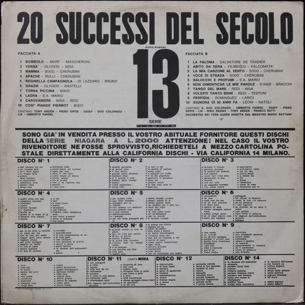 EBOND Various - 20 Successi Del Secolo - Disco N° 13 Vinile V012038