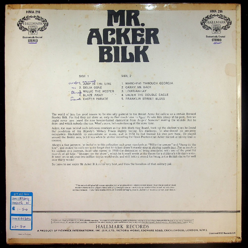 EBOND Mr. Acker Bilk And His Paramount Jazz Band - Mr. Acker Bilk Vinile V016135