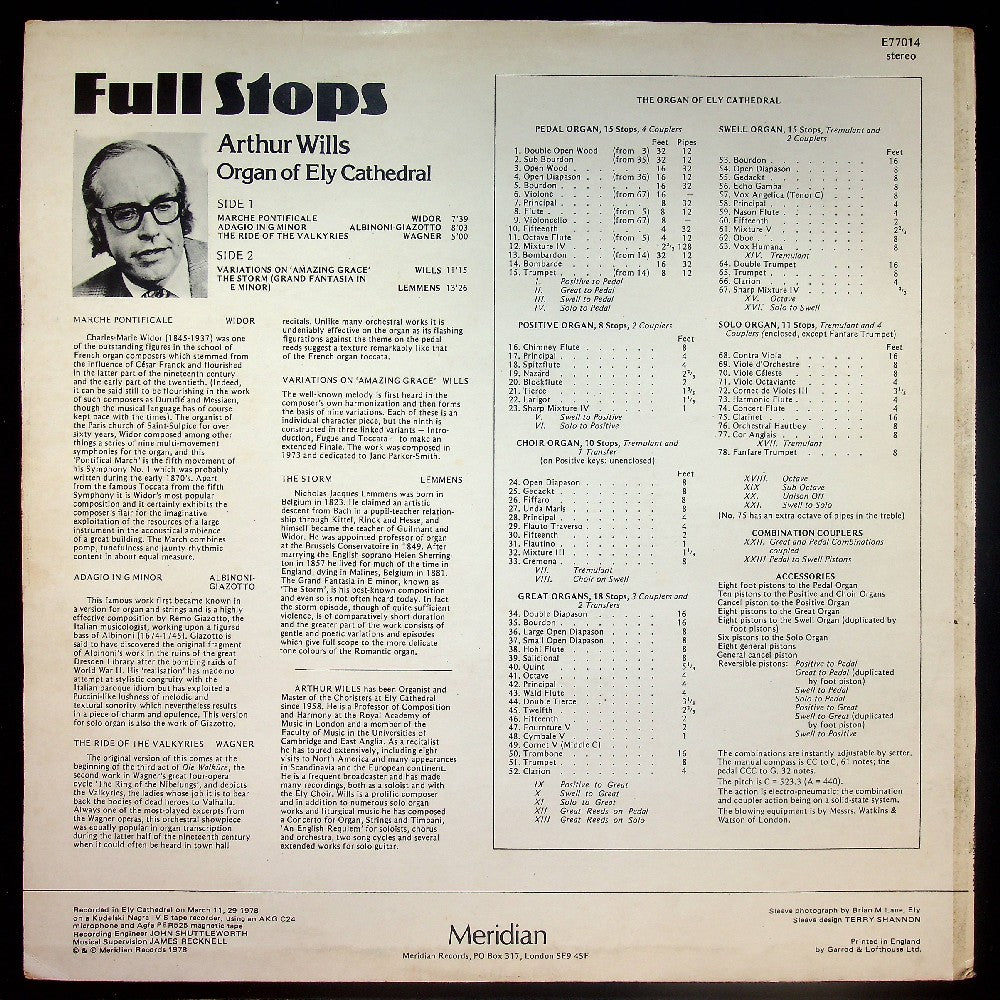 EBOND Arthir Wills and Organ Of Ely Cathedral - Full Stops! Vinile V016147