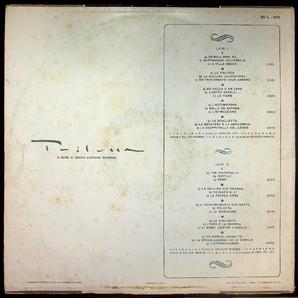 EBOND Trilussa - U. Lay, F. Mammi, R. Rascel - Trilussa Vinile V017088