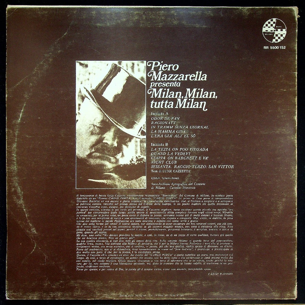 EBOND Piero Mazzarella - Piero Mazzarella Presenta: Milan, Milan, Tutta Milan Vinile V017090