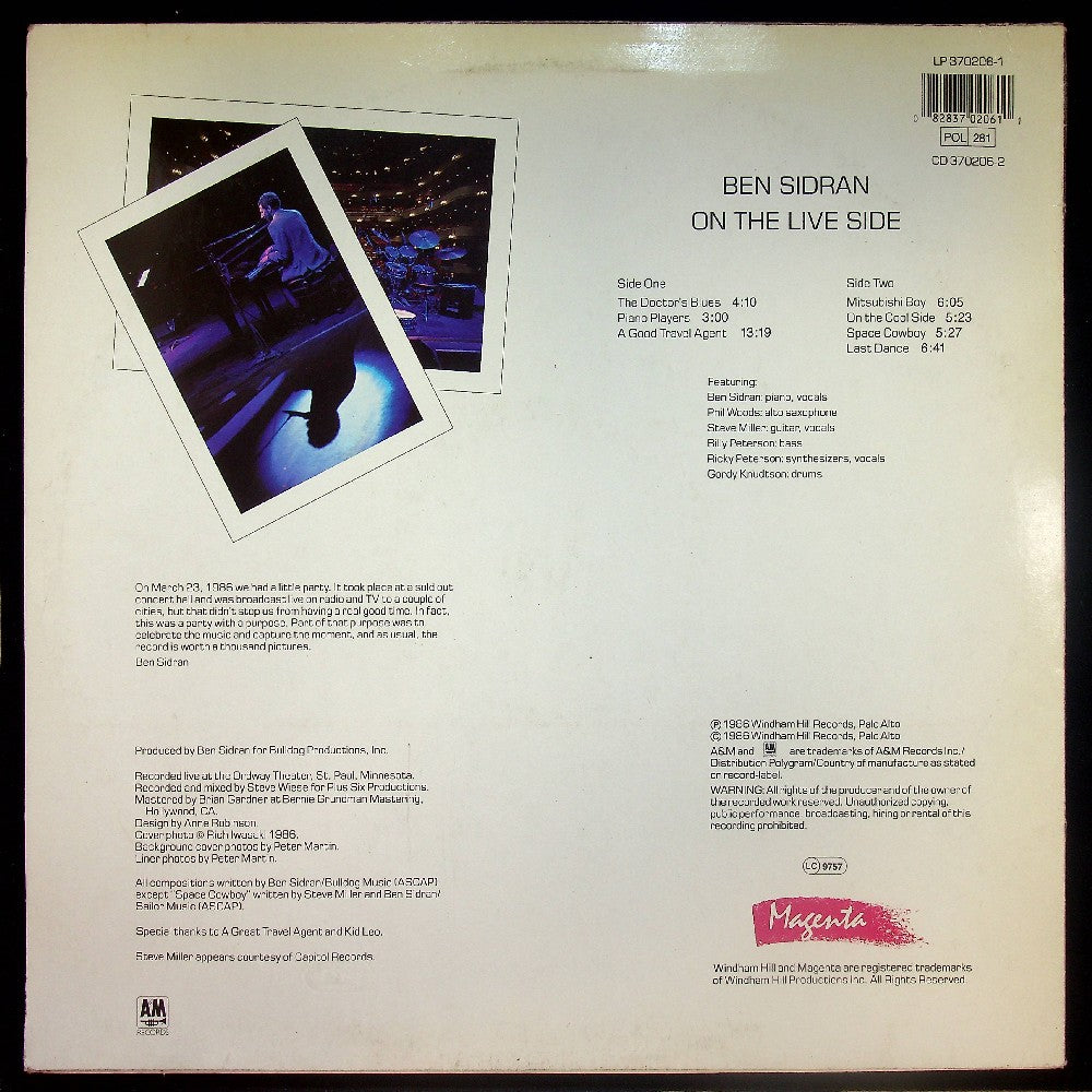 EBOND Ben Sidran - On The Live Side Vinile V019028