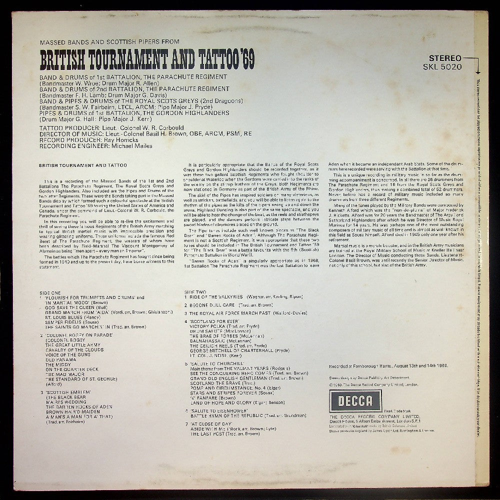 EBOND Various - Massed Bands And Scotish Pipers From British Tournament And Tattoo '69 Vinile V019039