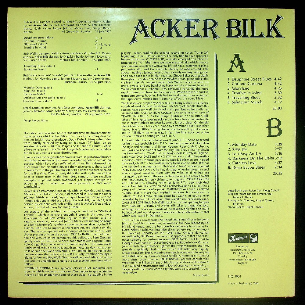EBOND Acker Bilk - Unissued Acker 1957 Vinile V020051