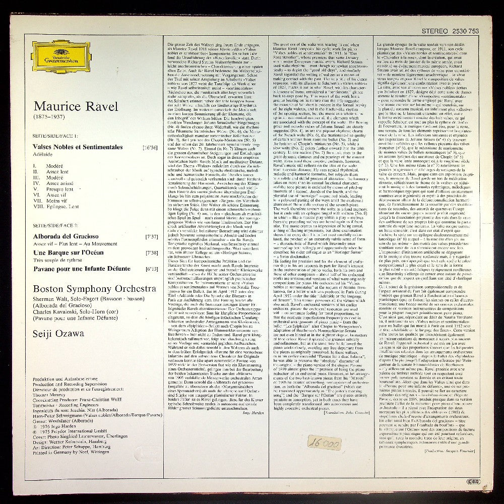 EBOND Maurice Ravel - Valses Nobles Et Sentimentales • Alborada Del Gracioso - Une Barque Sur L'Ocean • Pavane Pour Une Infante Defunte Vinile V023096
