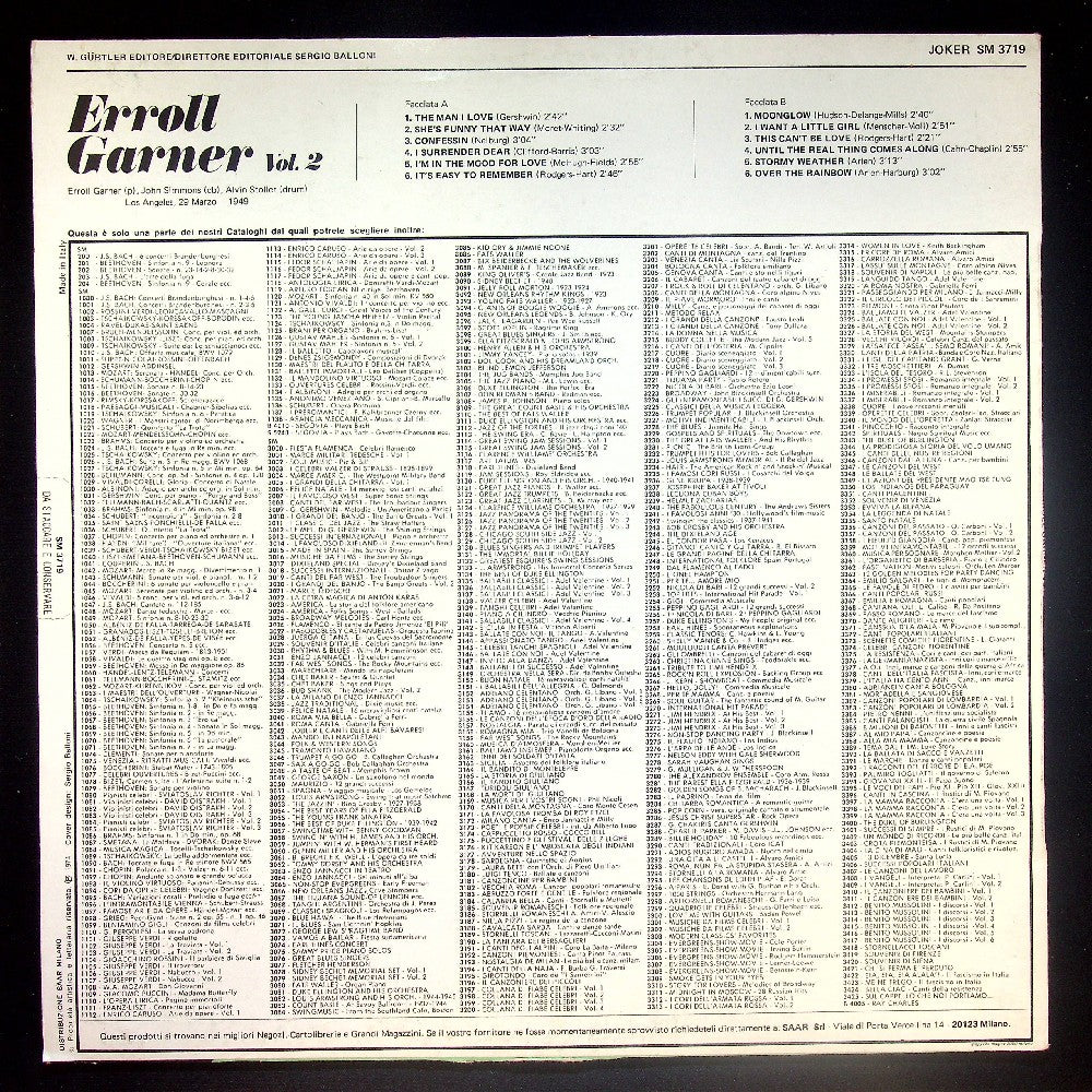 EBOND Erroll Garner - Vol. 2 Vinile V023120