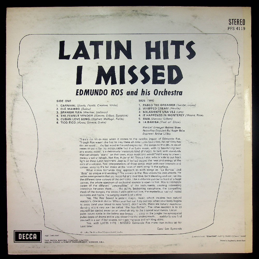 EBOND Edmundo Ros And His Orchestra - Latin Hits I Missed Vinile V026087