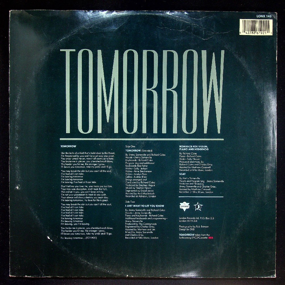 EBOND The Communards - Tomorrow Vinile V027102