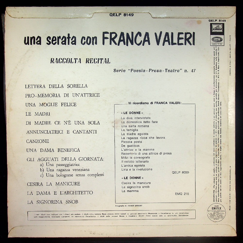 EBOND Franca Valeri - Una Serata Con Franca Valeri Vinile V033053