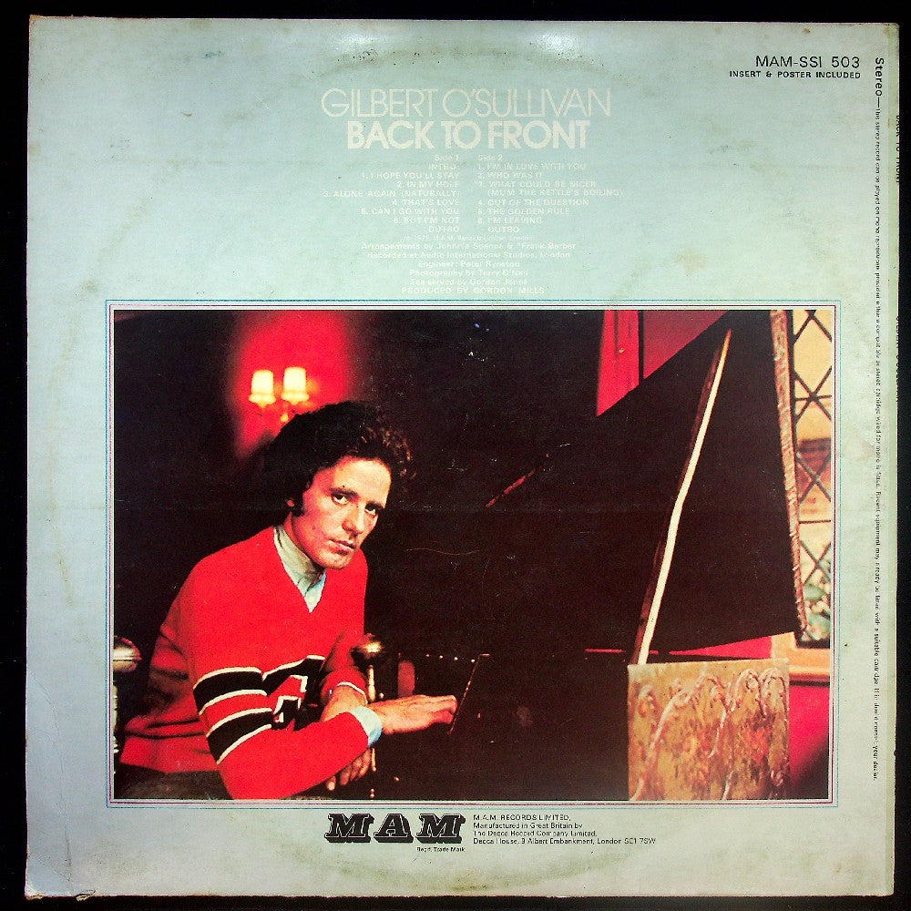EBOND Gilbert O'Sullivan - Back To Front Vinile V033062