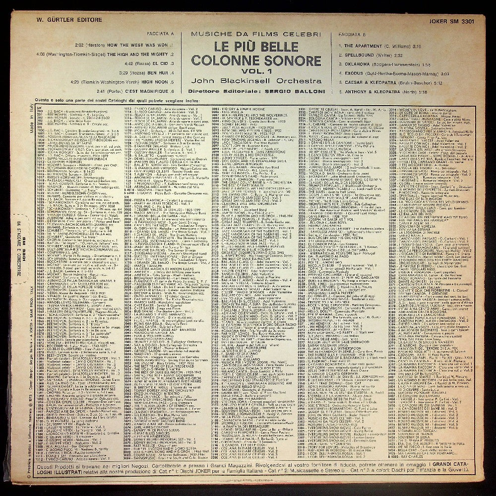 EBOND John Blackinsell Orchestra - Le Piu Belle Colonne Sonore Vol. 1 Vinile V033068