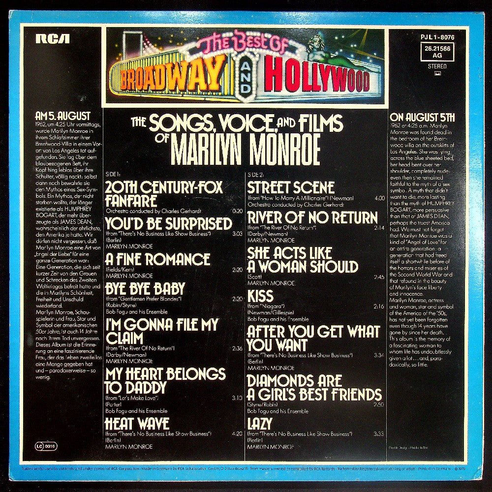 EBOND Marilyn Monroe - The Voice, Songs, And Films Of Marilyn Monroe Vinile V033081