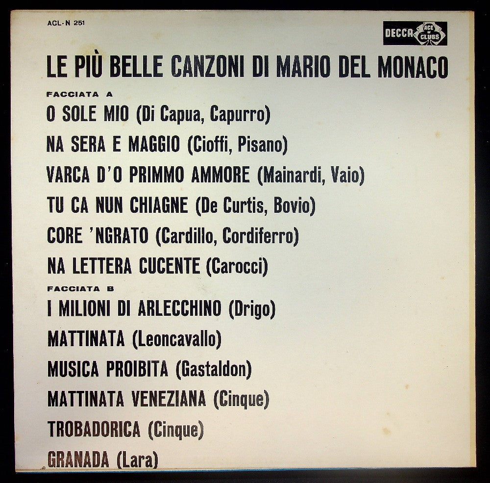 EBOND Mario del Monaco - Le Piu Belle Canzoni Di Mario Del Monaco Vinile V036137