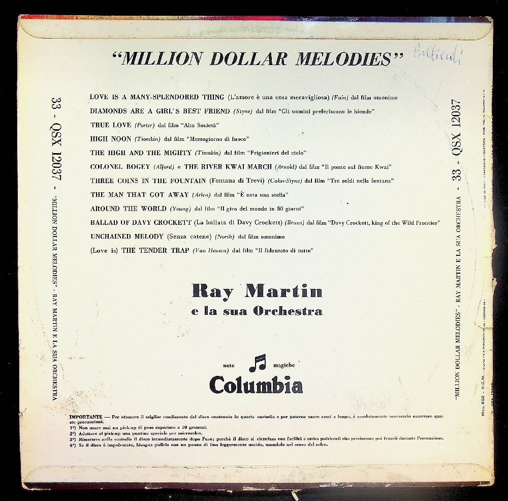 EBOND Ray Martin And His Orchestra - Million Dollar Melodies Vinile V037079