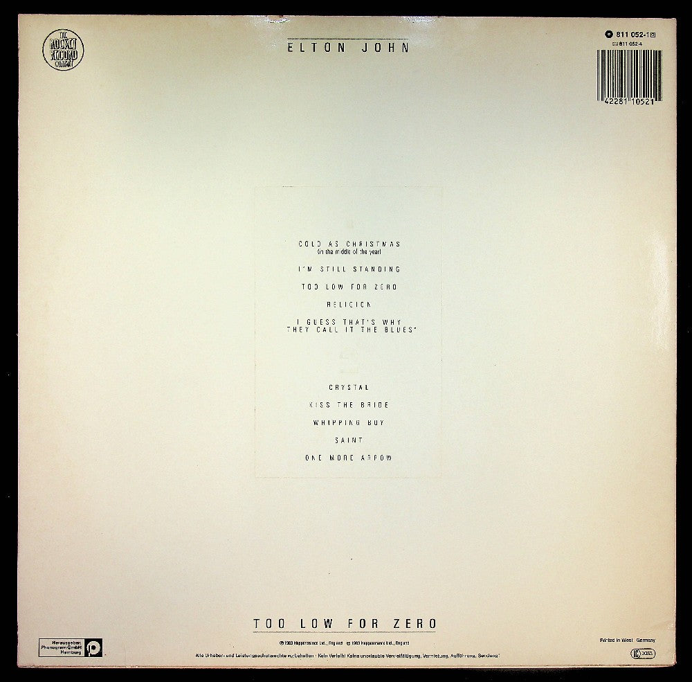 EBOND Elton John - Too Low For Zero Vinile V037136