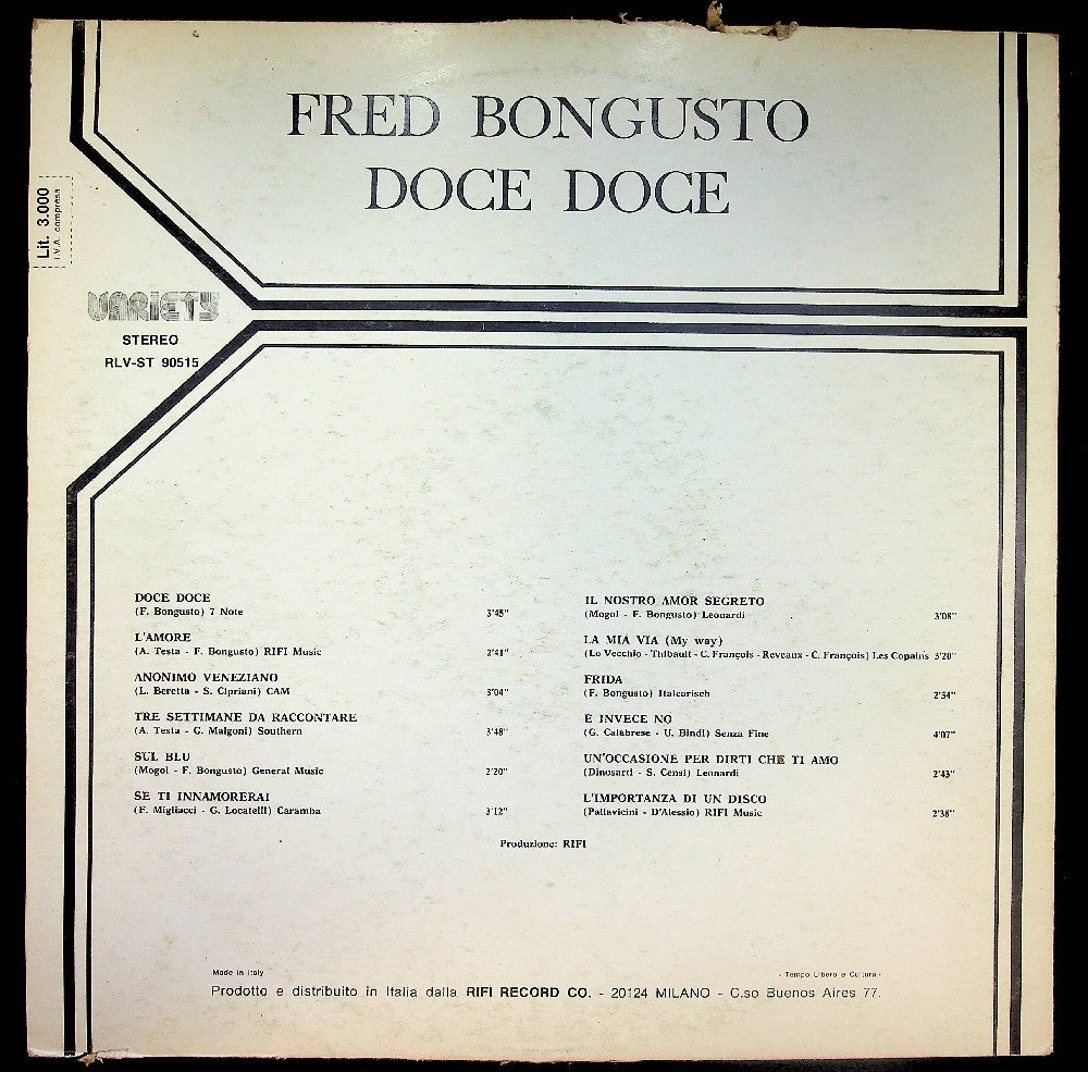 EBOND Fred Bongusto - Doce Doce Vinile V039081