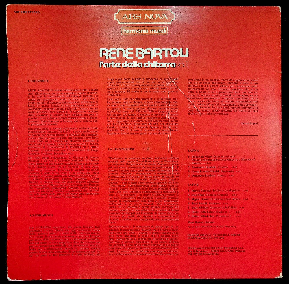 EBOND Rene Bartoli - L'Arte Della Chitarra Vol. 1 Vinile V039101