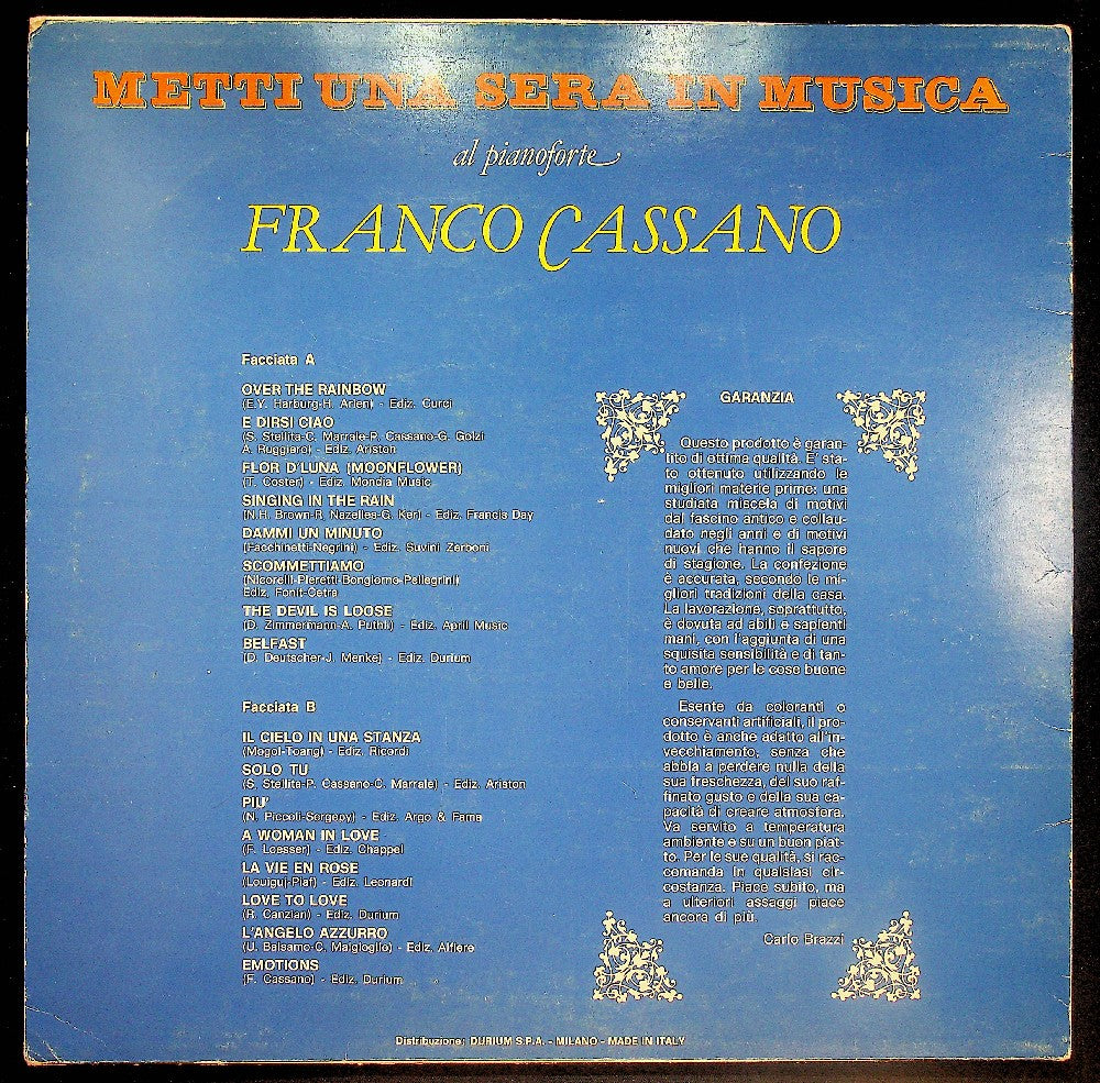 EBOND Franco Cassano - Metti Una Sera In Musica Vinile V039126