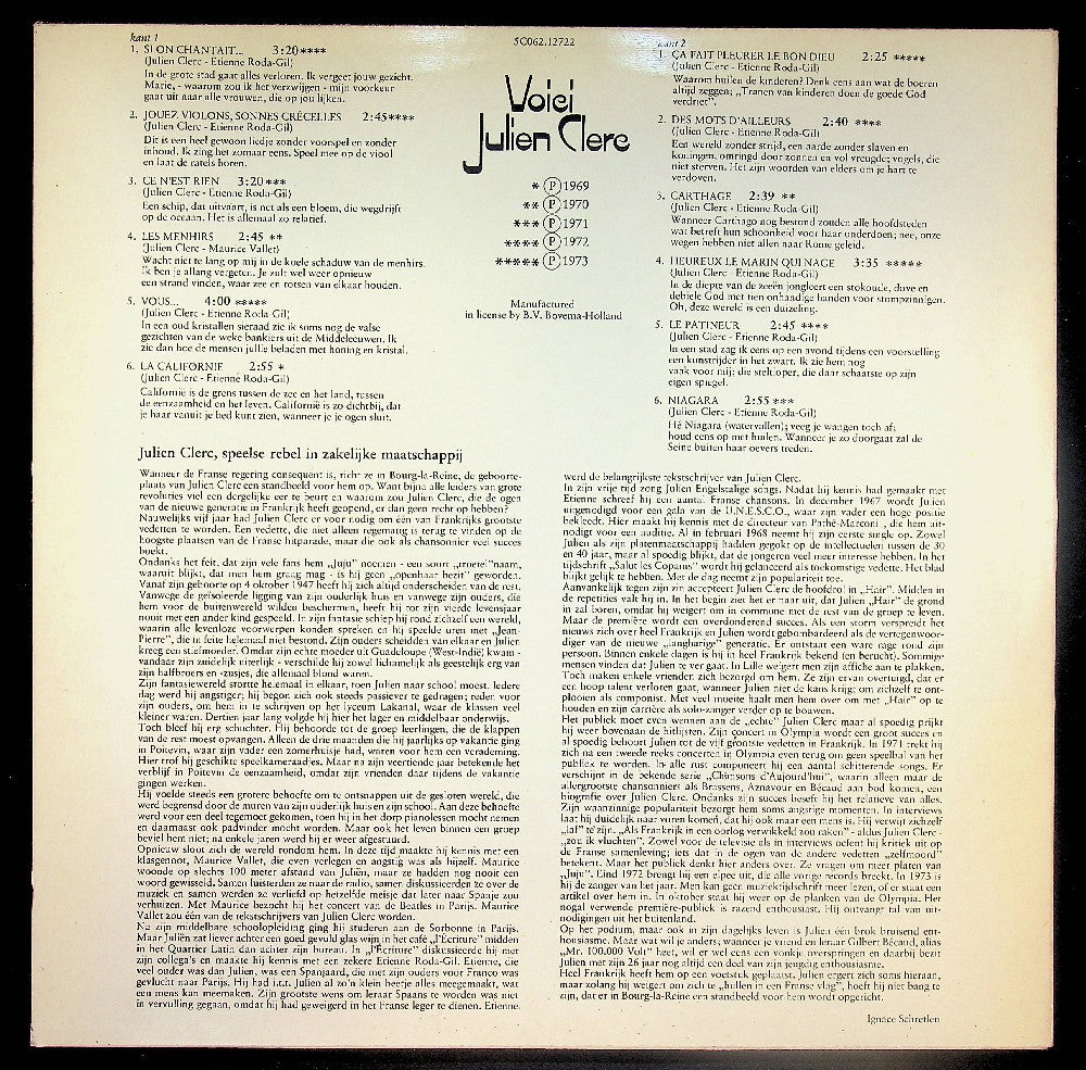 EBOND Julien Clerc - Voici Julien Clerc Vinile V040136