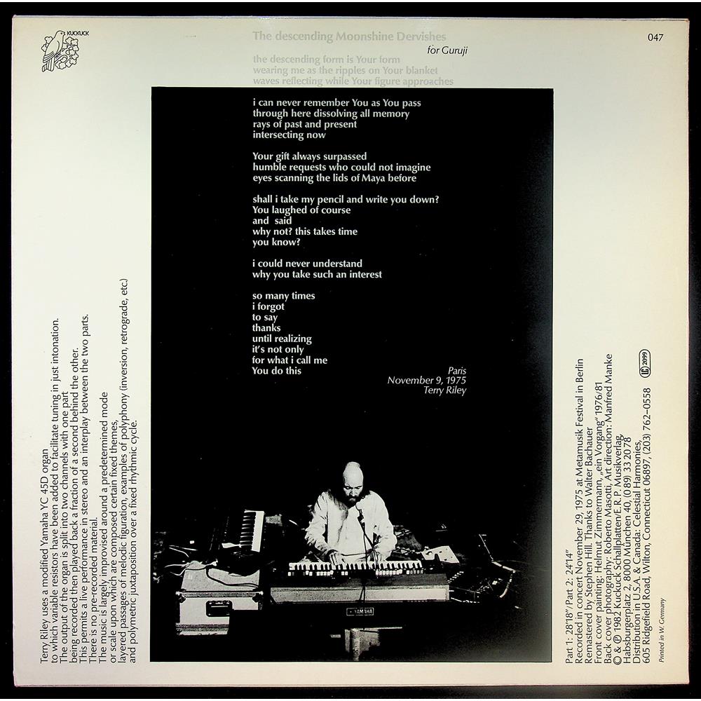 EBOND Terry Riley - Descending Moonshine Dervishes Vinile V045023