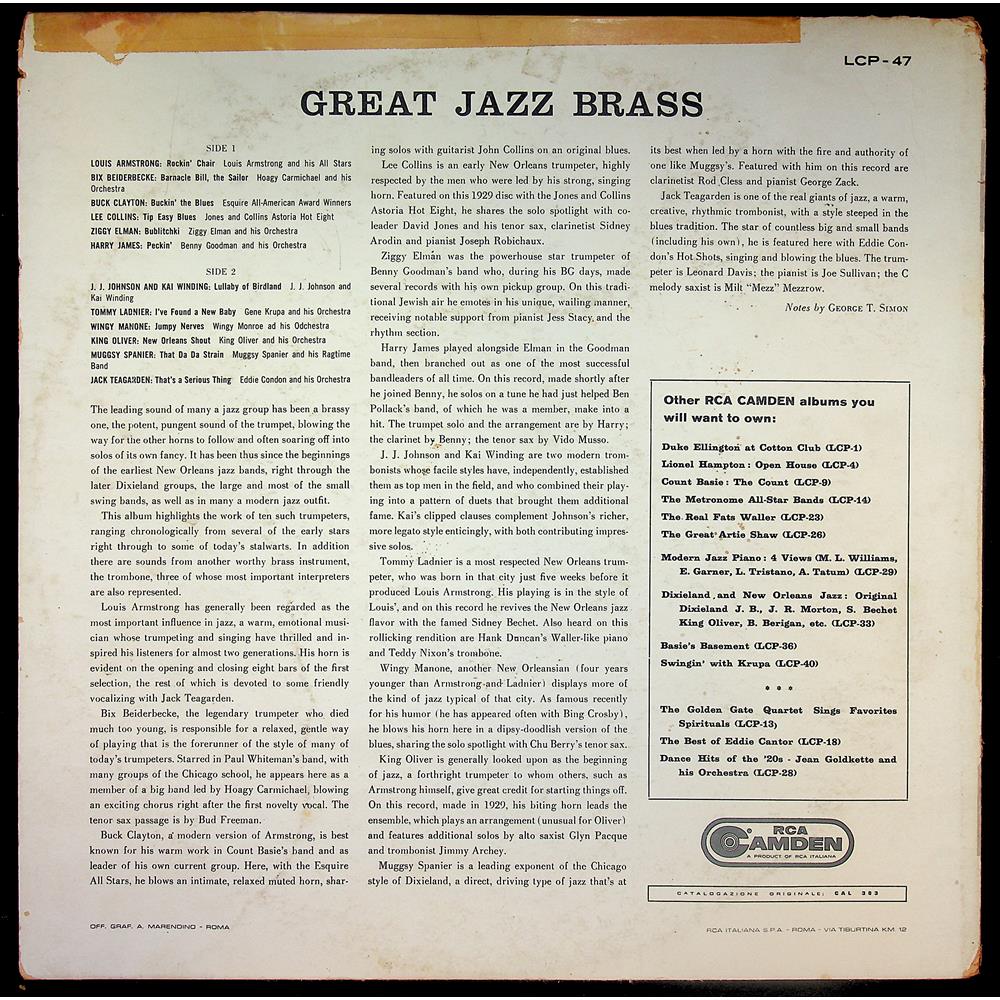 EBOND Various - Great Jazz Brass Vinile V046003