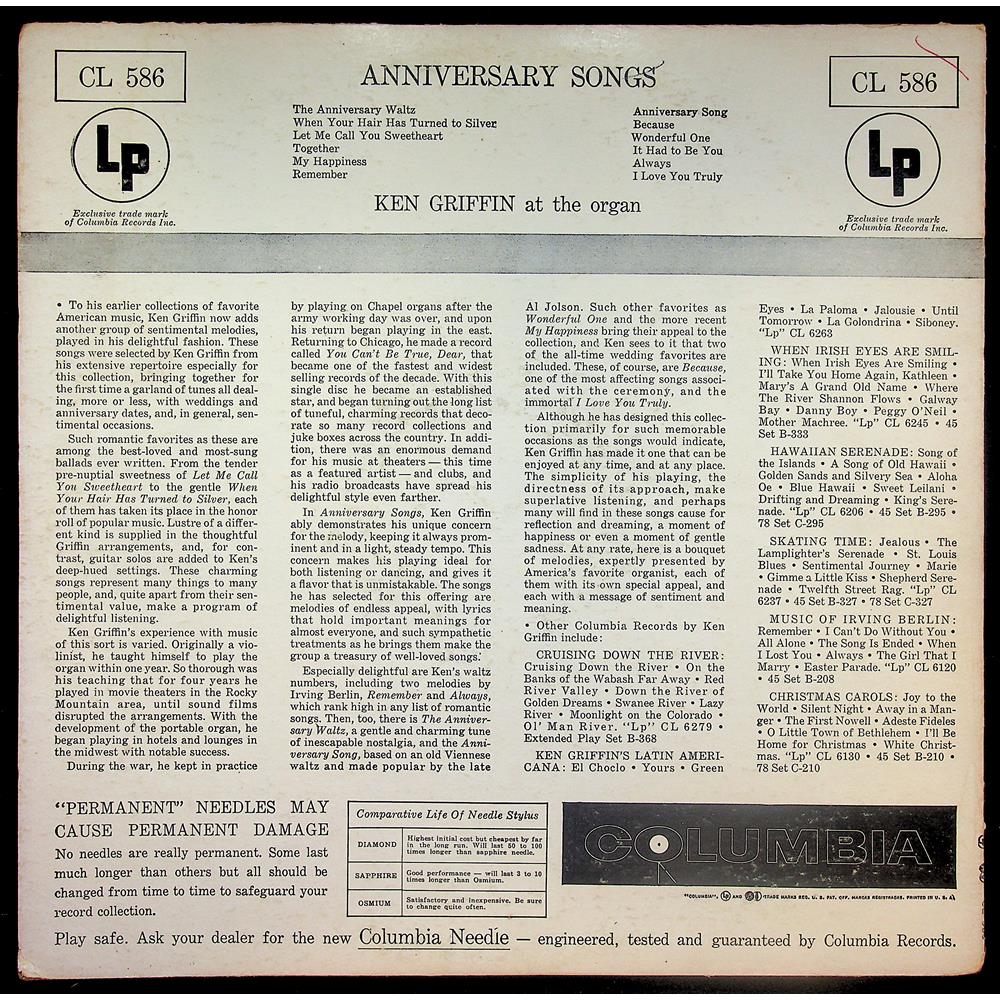 EBOND Ken Griffin - Anniversary Songs Vinile V046008
