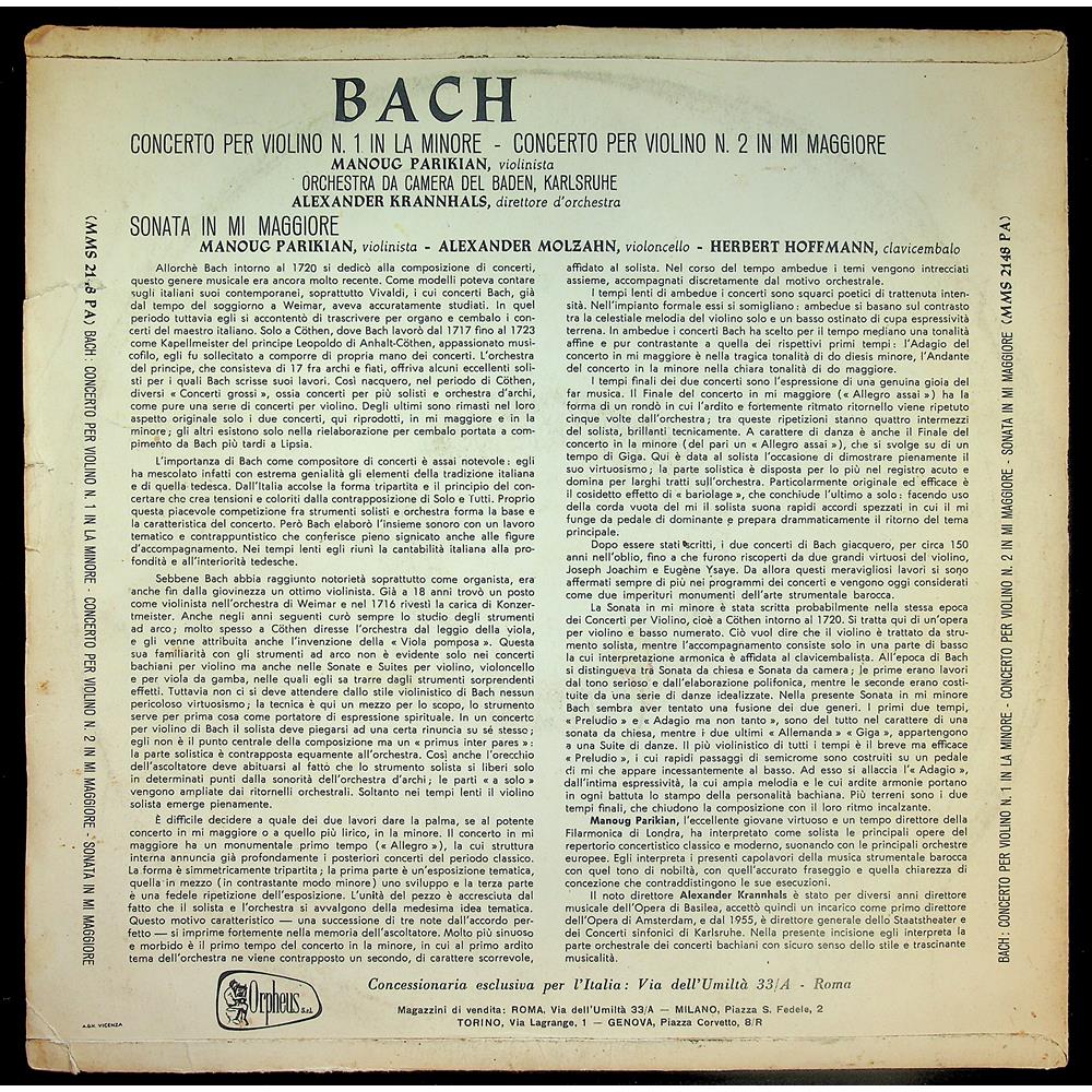 EBOND Bach - Concerto Per Violino N. 1 In La Minore - Concerto Per Violino N. 2 In Mi Maggiore / Sonata In Mi Maggiore Vinile V046017