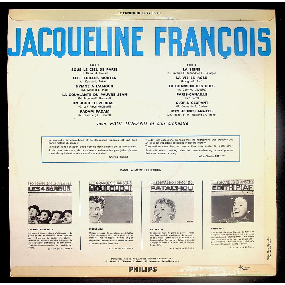 EBOND Jacqueline Francois - Les Grandes Chansons Vinile V046137