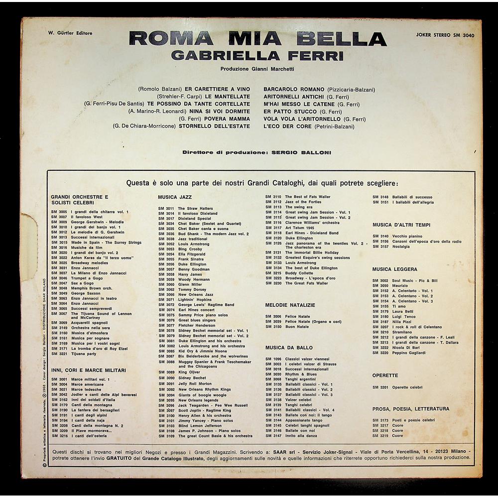 EBOND Gabriella Ferri - Roma Mia Bella Vinile V048060