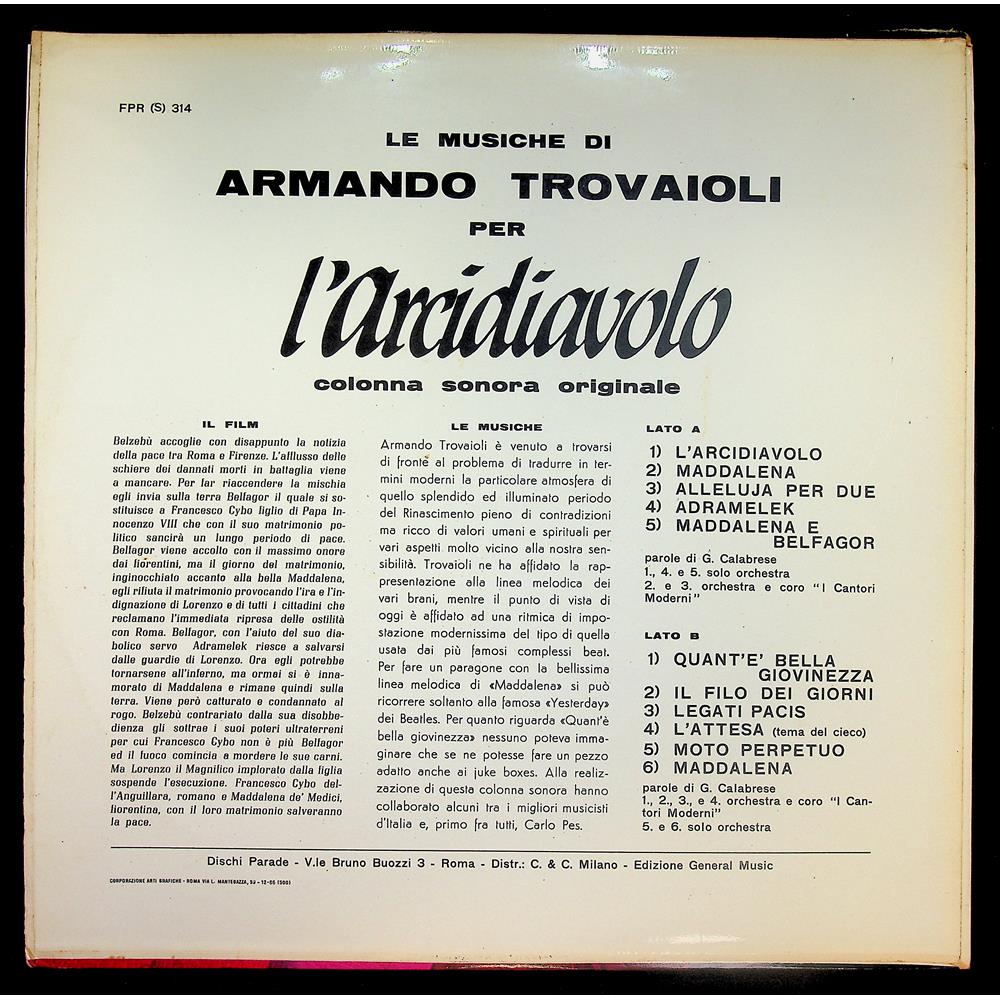 EBOND Armando Trovaioli - L'Arcidiavolo (Colonna Sonora Originale) Vinile V048072